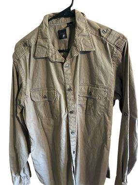 jf j.ferrar Men’s Military-Style Button Front Shirt